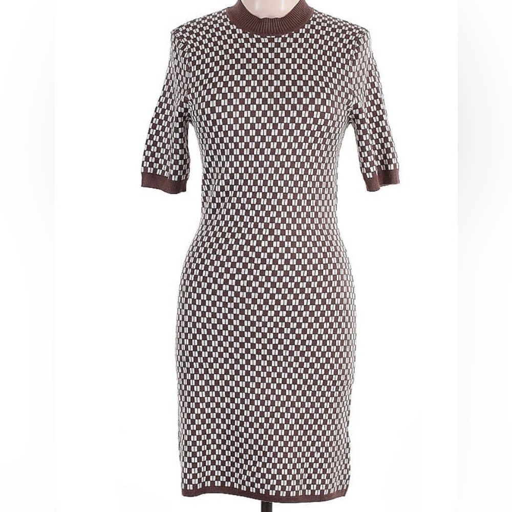 Abercrombie & Fitch Mockneck Checkered Sweater Dress